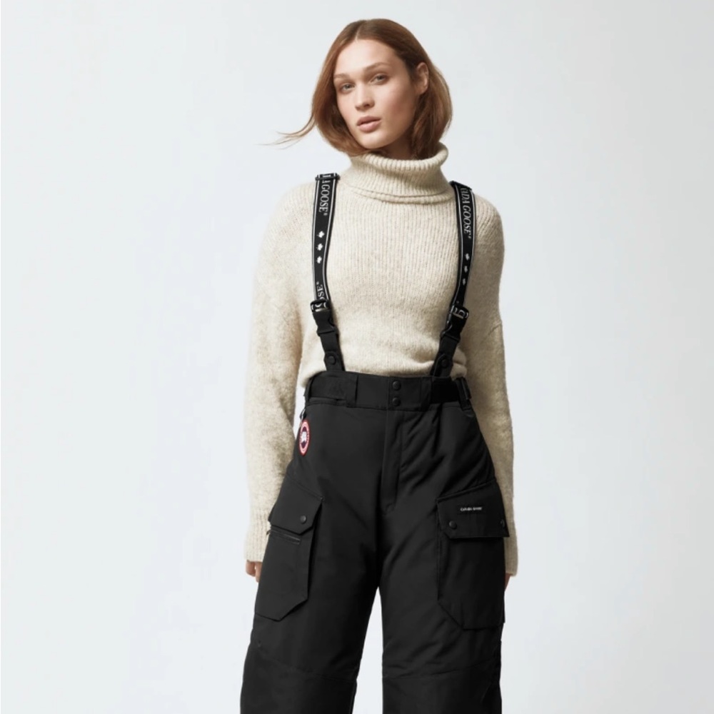 Canada Goose Women's Black Cargo Snow Pants with Suspenders